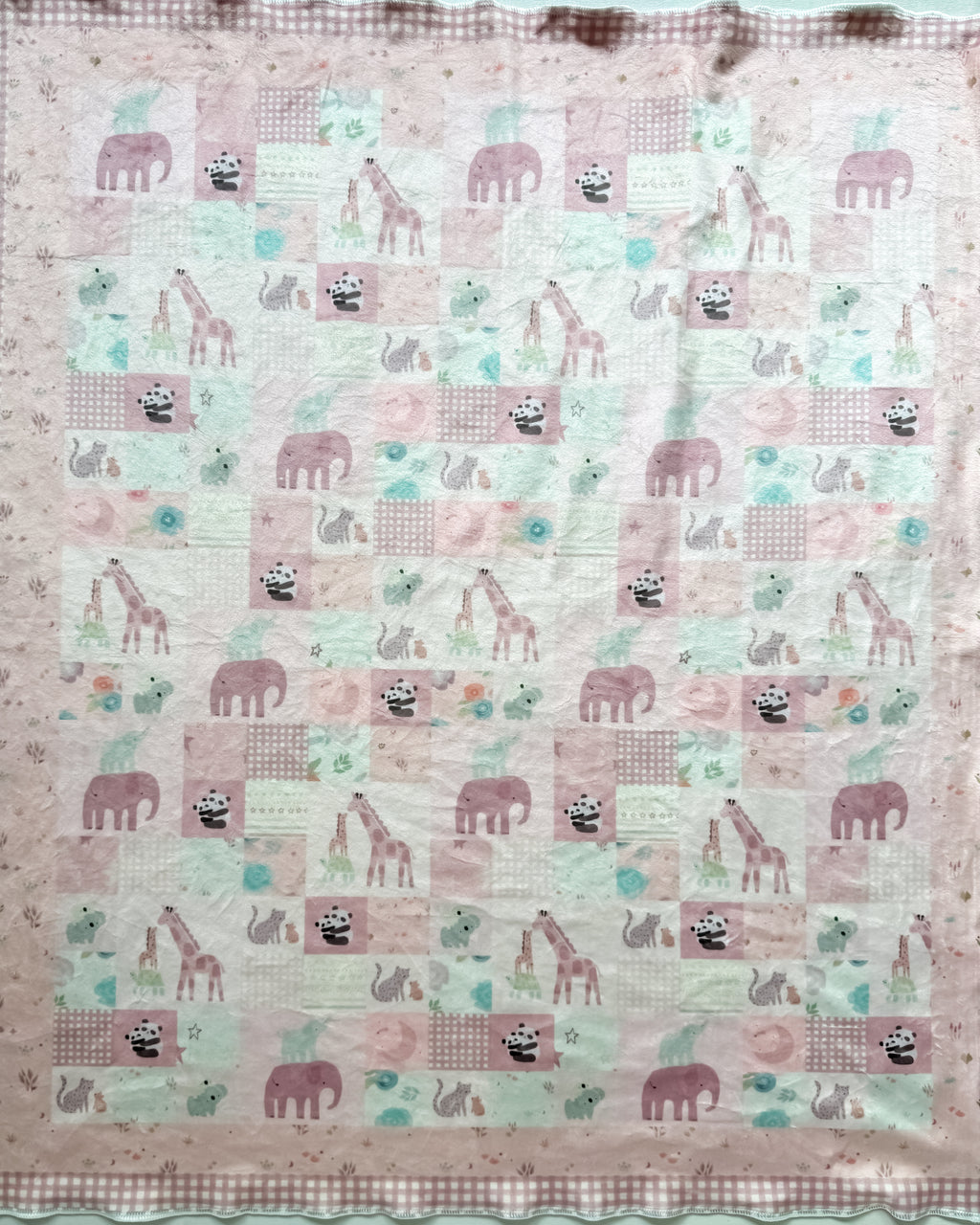 Manta para bebé  - Animalitos Rosa (90x75cm)