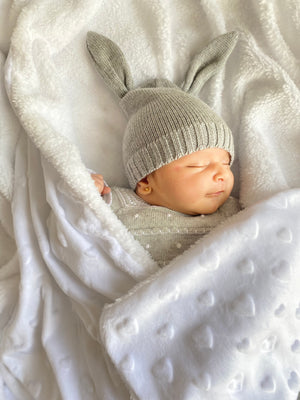 Cobijita para bebé  - Burbujitas corazones blanca (90x90cm)